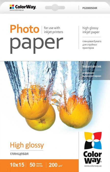 ColorWay photo paper, glossy 200 g/m², 10x15, 50 sheets