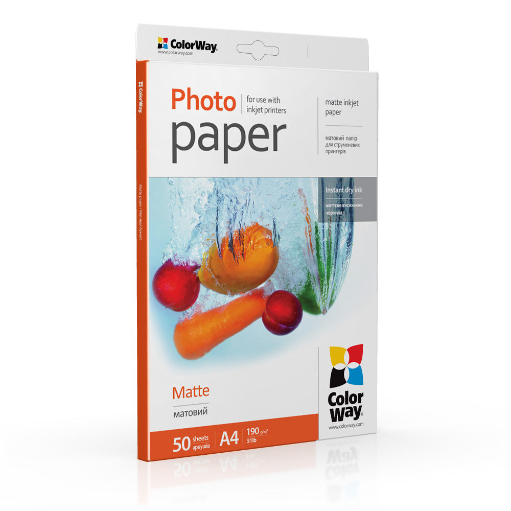 ColorWay Photo Paper, Matte 190 gsm, A4, 50 sheets