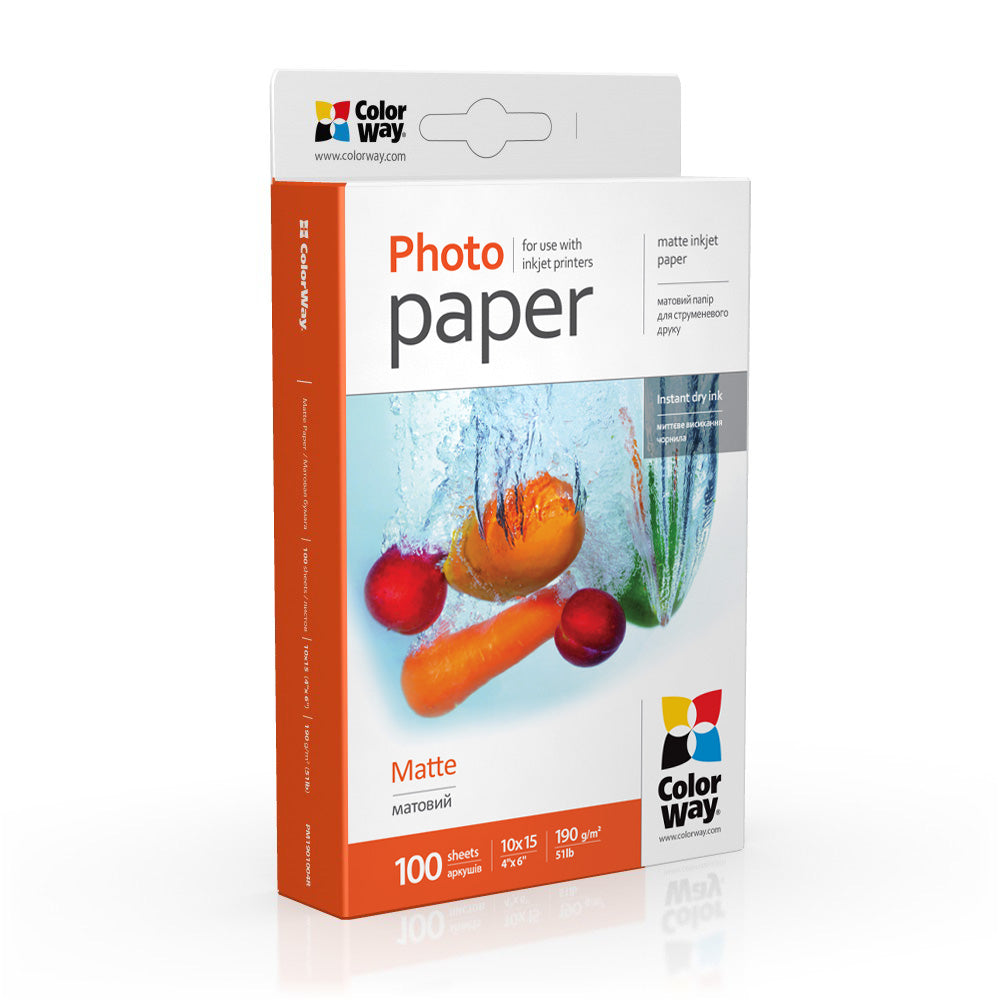 ColorWay photo paper, matte 190 gsm, 10x15, 100 sheets