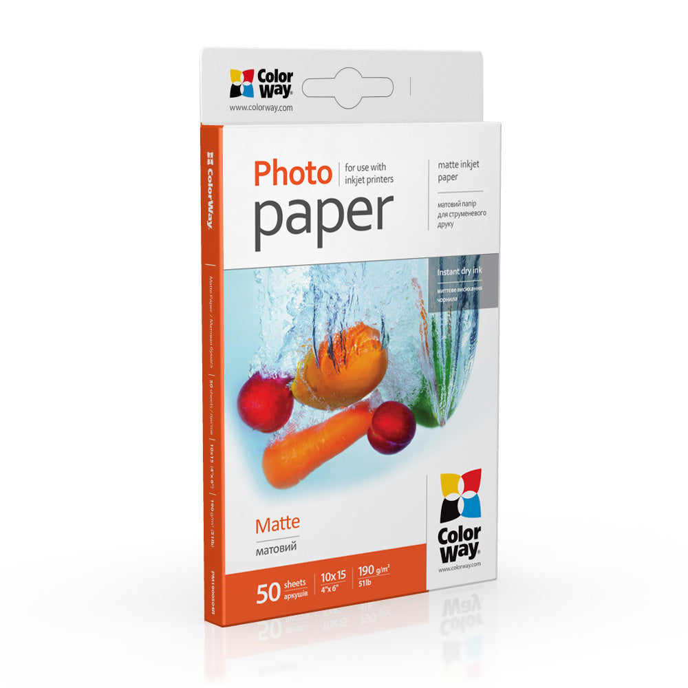 ColorWay photo paper, matte 190 g/m², 10x15, 50 sheets