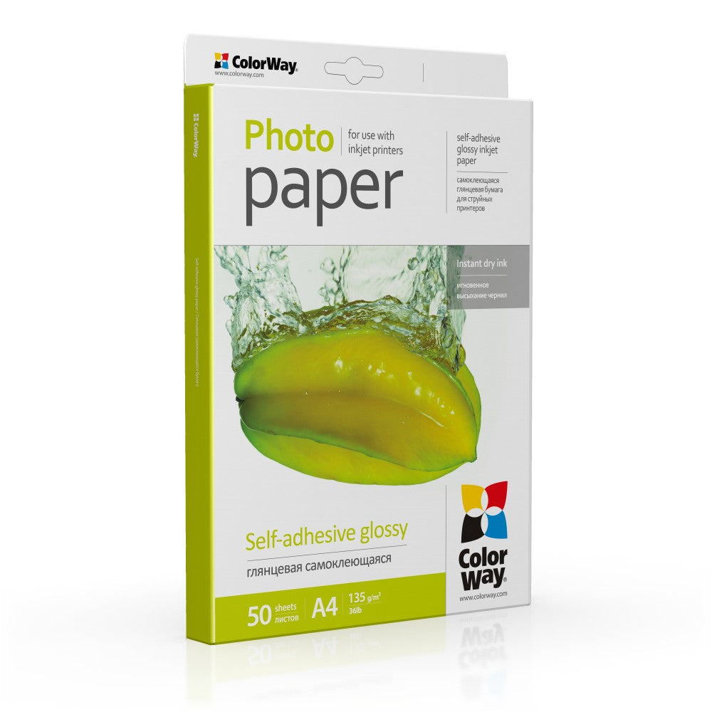 ColorWay photo paper, self-adhesive 135 g/m², A4, 50 sheets