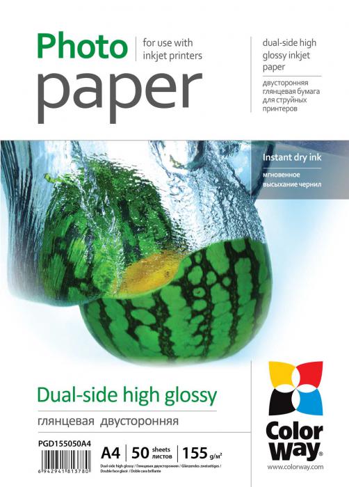 ColorWay Photo Paper, double-sided glossy 155 g/m², A4, 50 sheets