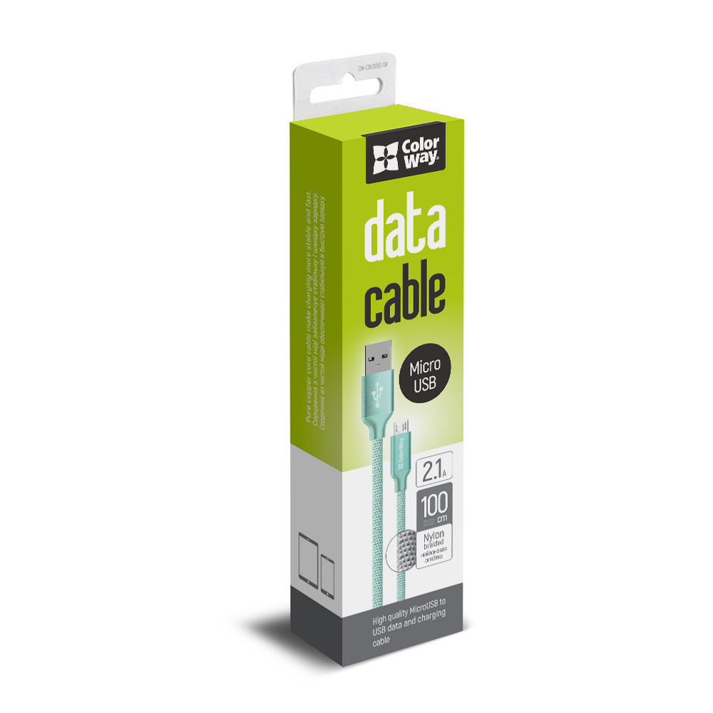 ColorWay USB – Micro-USB cable USB MicroUSB 1m 2.1A, mint green