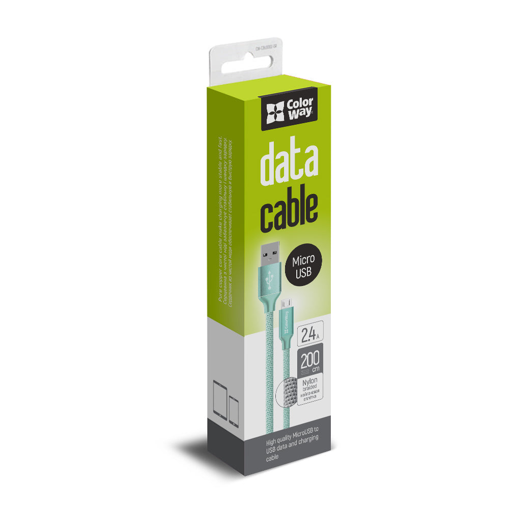 ColorWay USB – Micro-USB cable USB MicroUSB 2m 2.4A, mint green