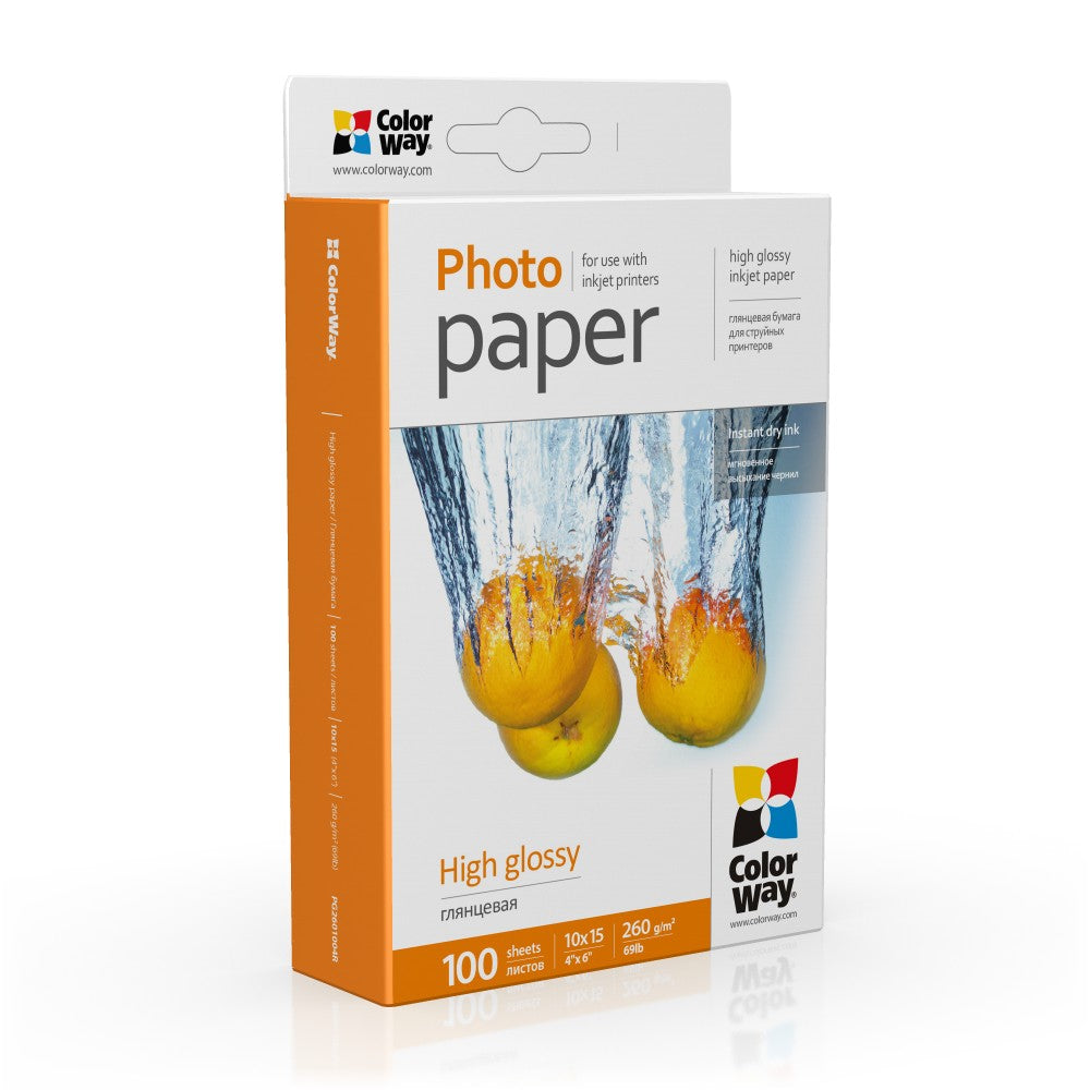 ColorWay photo paper, glossy 260 g/m², 10x15, 100 sheets
