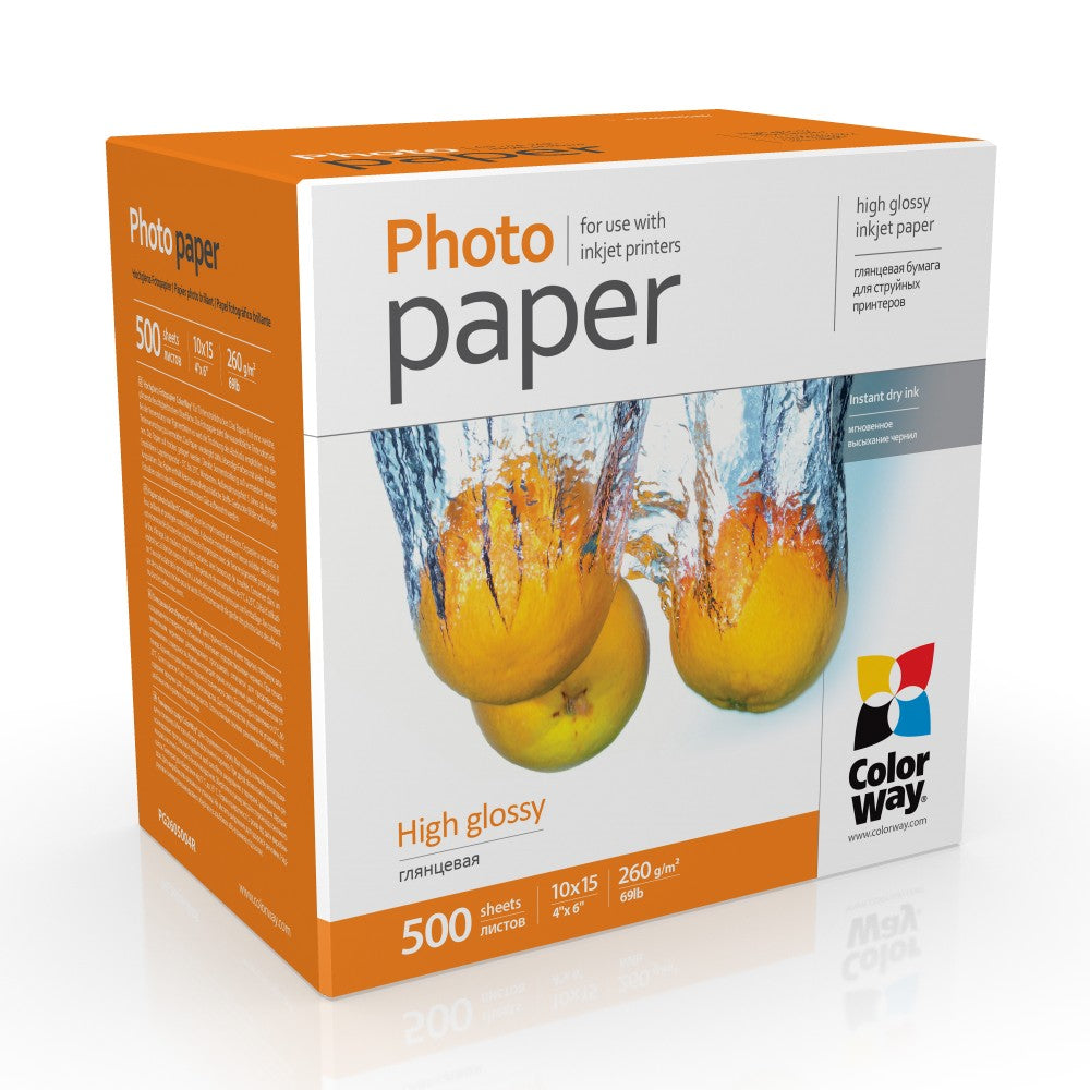 ColorWay photo paper, glossy 260 g/m², 10x15, 500 sheets