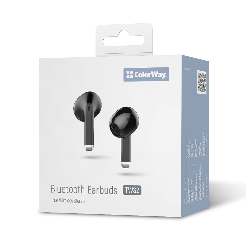 ColorWay vezeték nélküli (Bluetooth) fülhallgató Slim fülhallgatós TWS-2, fekete