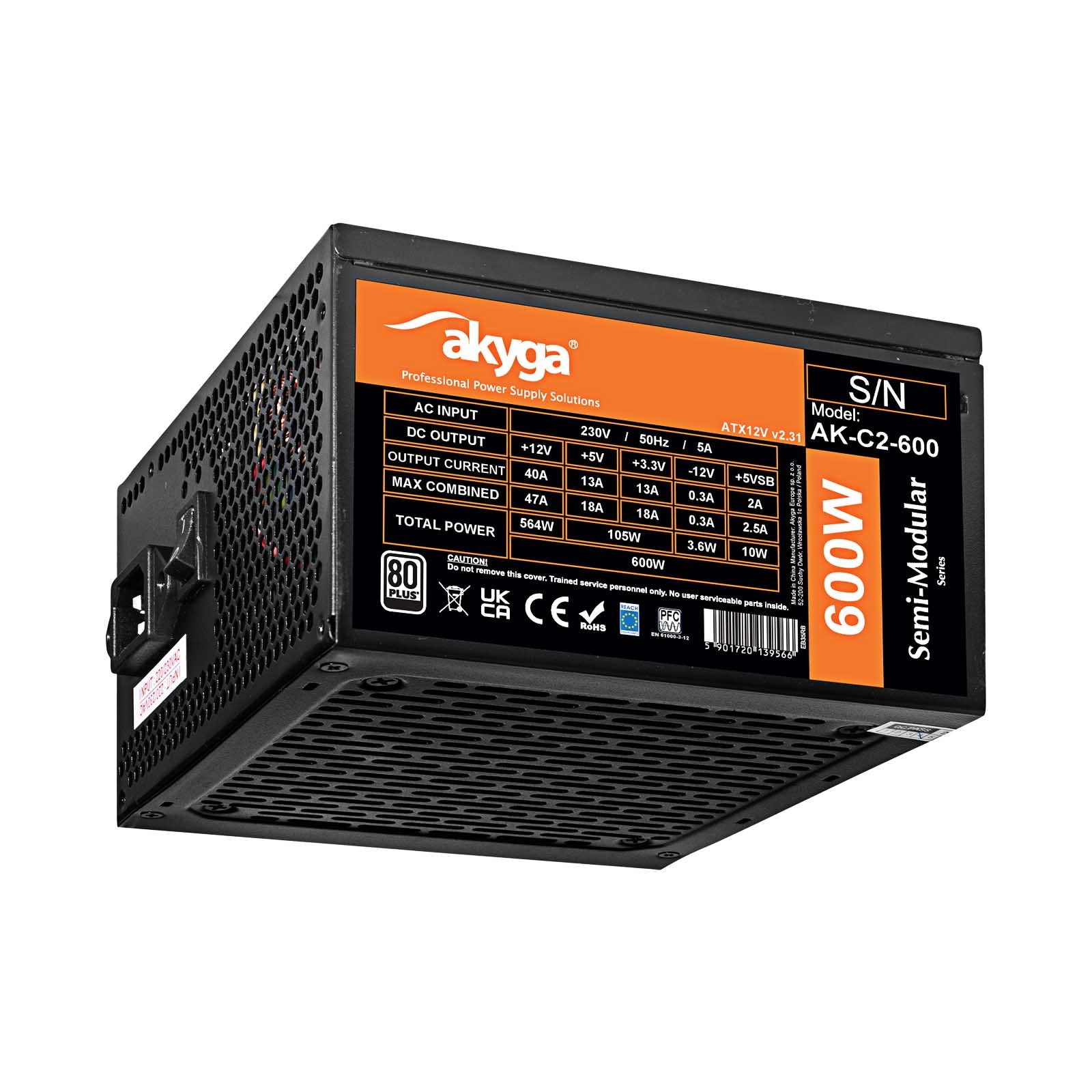Power supply semi-modular ATX AK-C2-600 600W 80 Plus