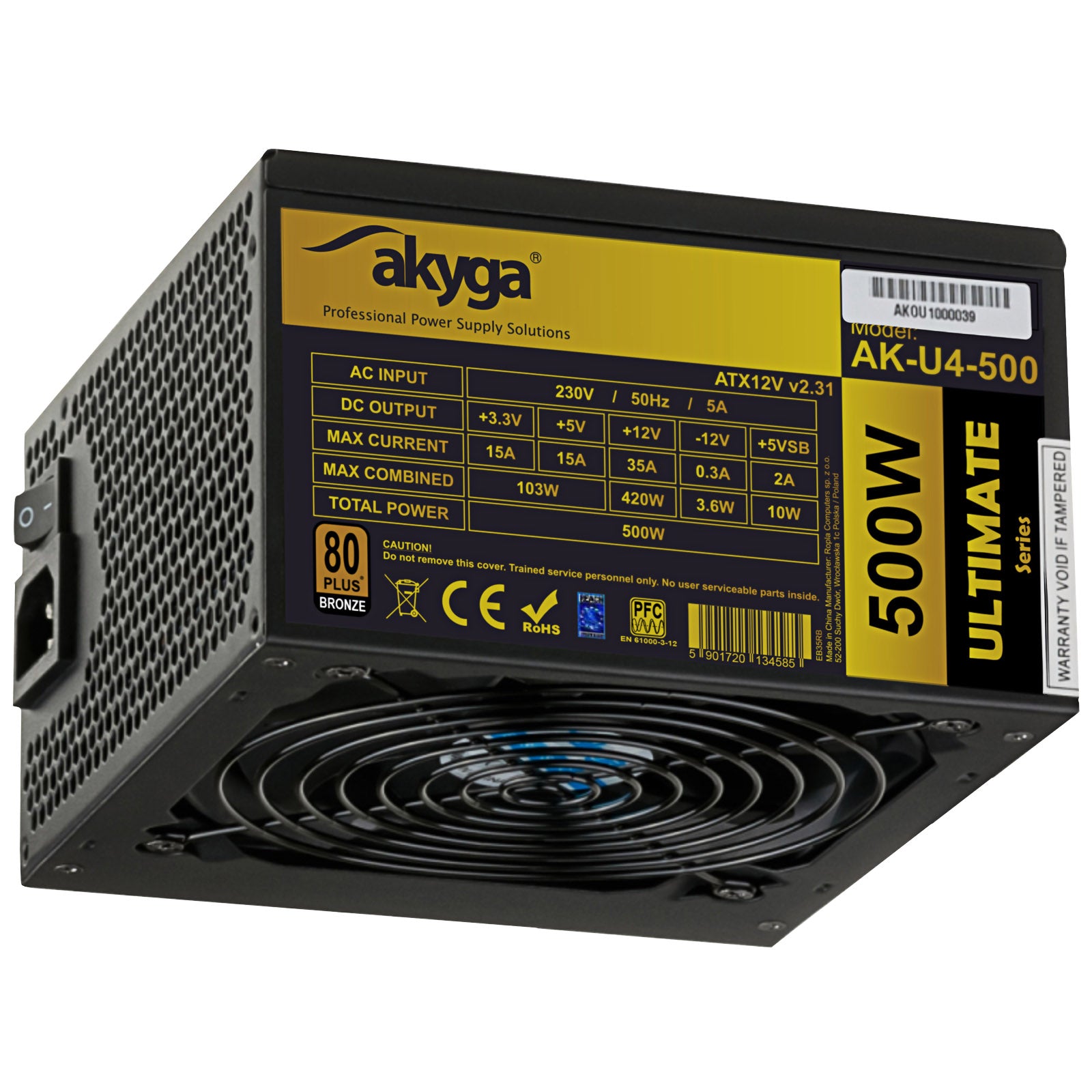 Power Supply ATX AK-U4-500 500W 80+ Bronze