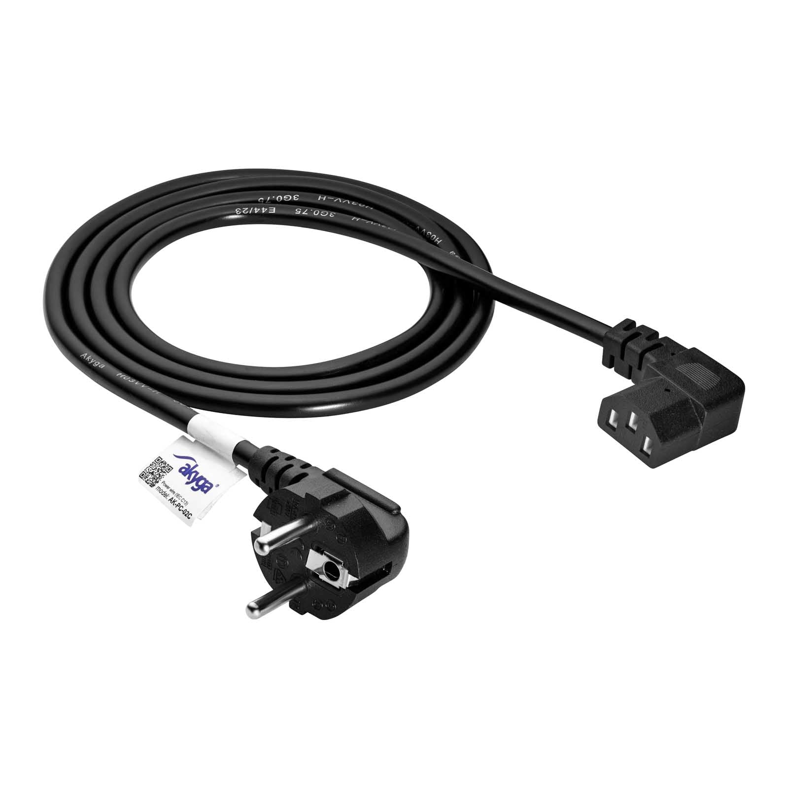 Akyga Angled PC power cable 1.5 m AK-PC-02C